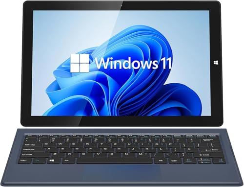 AWOW 10.1'' Tablet PC W-11 mit Gen12 N100, 12 GB LPDDR5, 256 GB UFS, Touchscreen und Abnehmbarer Deutscher QWERTZ-Tastatur - 2-in-1 Mini Laptop(Kein Stift) von AWOW