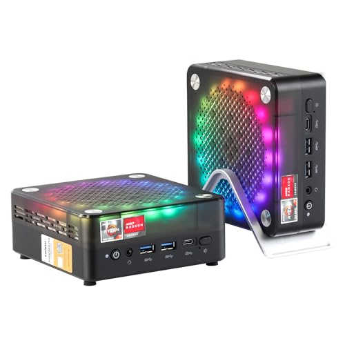 AWOW Mini Gaming PC mit AMD Ryzen 7 7840HS (8 Kerne, bis 5,1 GHz), 32 GB DDR5, 1TB PCIe 4.0 SSD, Radeon 780M Grafik, 4K Triple Display, leiser Betrieb, WiFi 6, BT 5.2, Dual 2.5G LAN von AWOW