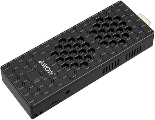 Mini PC Stick Windows 10 Pro Mini Computer Stick with Intel Celeron N4000 (up to 2.6GHz), 4GB DDR4, 64GB eMMC, Support HDMI 2.0 4K@60Hz UHD, WiFi, BT 5.0, Auto Power On, WOL, RTC Wake up and PXE von AWOW