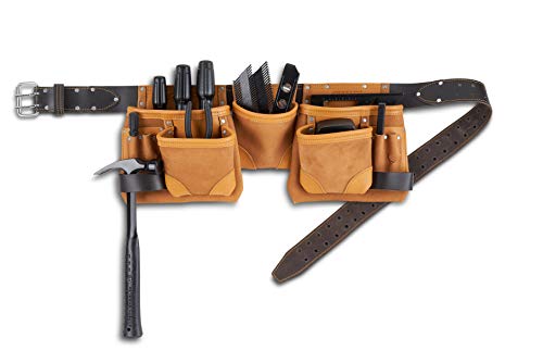 AWP Klassische Werkzeugschürze aus Leder | strapazierfähiger Top-Grain-Leder-Arbeitsgürtel mit 11 Werkzeugtaschen | passend für Taillenumfang bis zu 127 cm AWP Klassische Werkzeugschürze aus Leder | strapazierfähiger Top-Grain-Leder-Arbeitsgürtel mit 11 Werkzeugtaschen | passend für Taillenumfang bis zu 127 cm von AWP