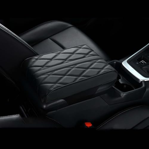 Auto Mittelkonsole Pad für Nissan Pixo 2009-2014, Armlehne Box Matte -Leather Car Armrest Box Pad, Auto Mittelkonsole Armlehne Schutz Armlehnenbezüge Erhöht Verdickt,B-Black von AWPF