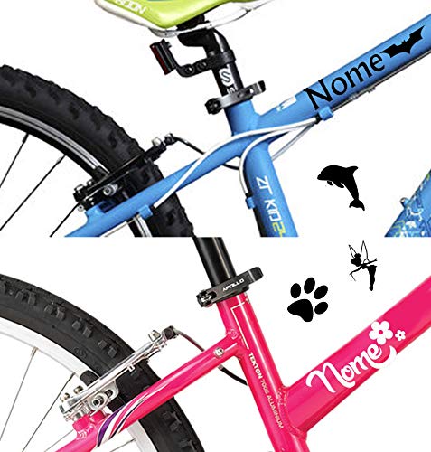 AWS, 2 Aufkleber „Nome“ H 2 cm + 2 Sticker aus Vinyl zur Verschönerung des Kinderfahrrads oder Fahrrad Fahrradhelms, personalisierbar von AWS