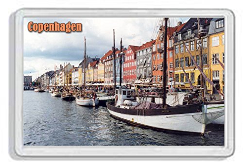 AWS Copenhagen Souvenir Dänemark Magnet Fridge Magnet Denmark Kühlschrankmagnet aus Hartplastik mit Fotobild Stadt City København von AWS