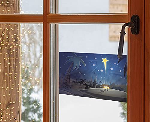 AWS Fensteraufkleber Weihnachtskrippe Weihnachten Stern Cometa für Fenster Window Sticker Christmas Nativity Höhle Nacht von AWS