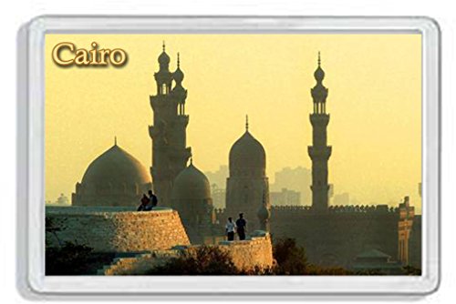 AWS Fester PVC-Magnet, Kairo, Ägypten, Souvenirmagnet, Kühlschrankmagnet, Ägypten, aus Hartplastik, fotografisches Bild mit Stadtpanorama von Kairo. von AWS