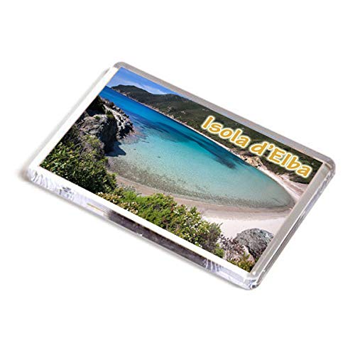 AWS Isle d'Elba Magnet aus hartem PVC, Toskana Italien, Fridge, Kühlschrankmagnet aus hartem Kunststoff mit Bild, Panorama, Strand, Island Italy von AWS