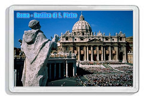 AWS Kühlschrankmagnet aus Hartplastik, Petersdom Rom, Souvenir, Vatikanstadt, fotografische Abbildung des Petersdoms in Rom Petersdom. von AWS