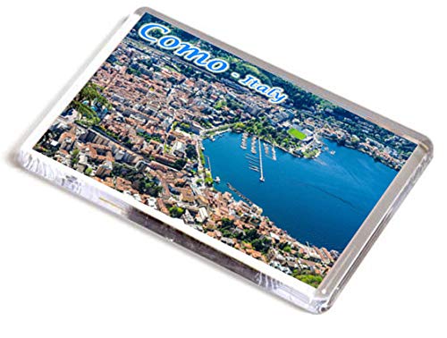 AWS Magnet Como Stadt Magnet aus PVC Rigido Lago von Como Fridge Magnet Kühlschrankmagnet aus Kunststoff mit Bild Foto Panorama Italian Italien von AWS