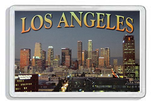 AWS Magnet PVC Harte Los Angeles USA Souvenir Gadget USA Amerika Magnet Fridge für Kühlschrank aus hartem Kunststoff mit Bild Foto Stadt City Metropolen United States of America LosAngeles von AWS