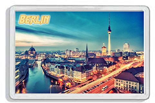AWS Magnet PVC Hartschale BERLIN BERLIN Souvenir Deutschland Magnet Fridge Magnet Germany Kühlschrank-Magnet aus hartem Kunststoff mit Bild Foto Stadt City von AWS