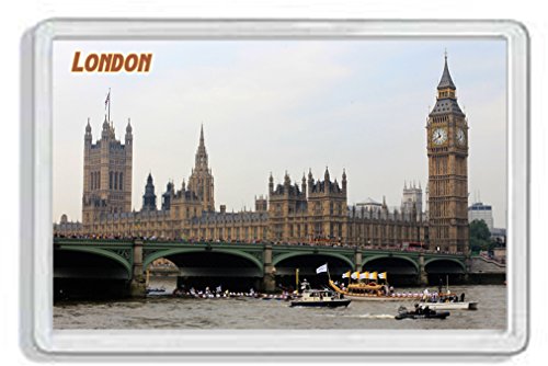 AWS Magnet PVC harte London England Souvenir Gadget London England Magnet Fridge Magnet Magnet für Kühlschrank aus hartem Kunststoff mit Bild Foto Big Ben und Parlament Städte City Metropolen von AWS