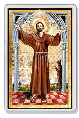 AWS Magnet Santino in PVC Harte San Francesco Schutzpatron von Italien Souvenir Fridge Magnet für Kühlschrank aus hartem Kunststoff mit Bild Foto Schutzpatron von Italien Santo immaginetta Votiv von AWS