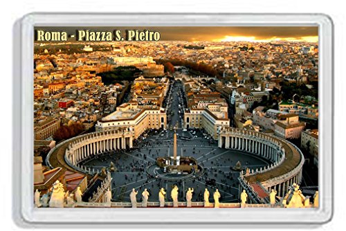 AWS-Magnet aus Hartplastik, Piazza San Pietro, Souvenir, Vatikanstadt, Magnet, Rom, Kühlschrankmagnet aus Hartplastik mit Foto der Stadt Rom, Italy, Italien S. Pietro St. Petersplatz von AWS