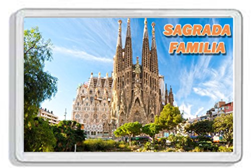 AWS Magnet aus Hartplastik (PVC) La Sagrada Familia Barcelona Spanien Souvenir Kühlschrankmagnet aus Hartplastik mit Fotodruck der Basilika Sagrada Familia von Gaudì von AWS