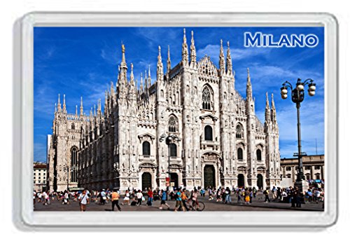 AWS Magnet aus PVC, Hartplastik, Motiv: Milan, City, Souvenir, Stadt, Gadget, Fridge, Magnet, Kühlschrankmagnet aus Hartplastik mit Fotobild Italien von AWS