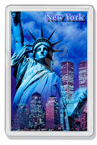 AWS PVC-Magnet New York Souvenir Magnet Freiheitsstatue Fridge Magnet Kühlschrankmagnet Zwillinge Statue of Liberty Twin Tower (7,8_x_5,2_cm) von AWS