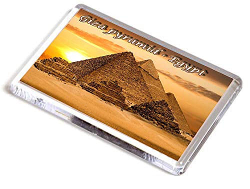 AWS Pyramiden Ägypten Magnet aus hartem PVC, Kairo Fridge, Kühlschrankmagnet aus hartem Kunststoff mit Bild, Panorama, flache Giza-Pyramide von Cheope. von AWS