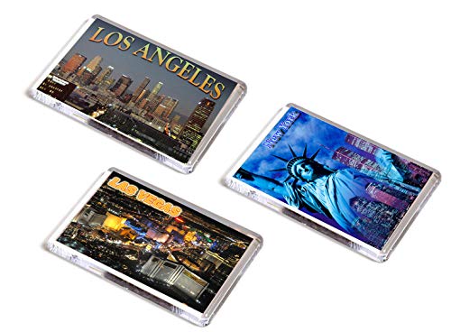 AWS Set 3 Magneten aus PVC New York Los Angeles Las Vegas Souvenir Magneten Freiheitsstatue Fridge Magnet Gemälde Amerika (7,8_x_5,2_cm) von AWS