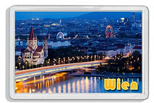 AWS Wien Austria Österreich Souvenir Gadget Magnet Fridge Magnet Kühlschrankmagnet aus Hartplastik mit Bild Stadt City von AWS