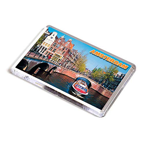 AWS fester PVC-Magnet, Amsterdam, Holland, Souvenir, Kühlschrankmagnet aus Hartplastik mit Stadtfoto, Niederlande. von AWS