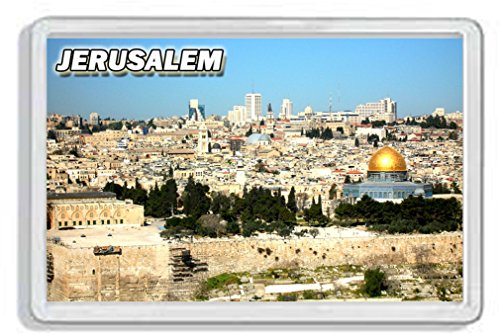 AWS fester PVC-Magnet, Jerusalem, Souvenir, Heiliges Land, Israel, Gadget, Kühlschrankmagnet, Magnet, Kühlschrankmagnet aus Hartplastik mit fotografischem Bild der Stadt, Israel. von AWS