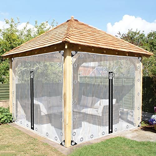 AWSAD Aussenvorhänge PVC Pavillon Seitenteile mit Ösen Transparente Planenvorhänge for Pavillons,Balkone,Gärten (Color : B, Size : 3x2m) von AWSAD