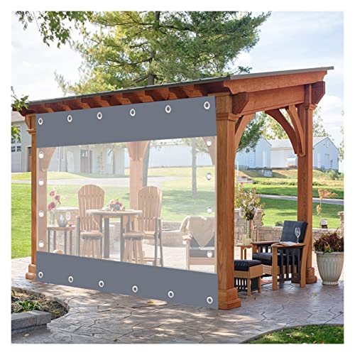 AWSAD Outdoor Vorhang Mit Ösen Aussenvorhang Transparente PVC-Plane Wasserdicht 0,5mm Plane Vorhang für Pavillon/Veranda/Pergola (Color : Clear Gray, Size : 1.5x2m/4.9x6.6ft) von AWSAD