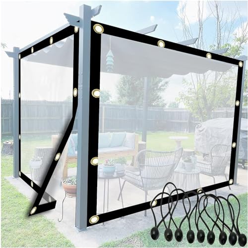 AWSAD Pavillon Seitenwände Transparent Klare Plane Transparente Plane Wasserdicht Mit Ösen Reiß und Reißfest für Dachcamping im Freien, 69 Größen (Color : A, Size : 1.5x1.8m/4.92x5.9ft) von AWSAD