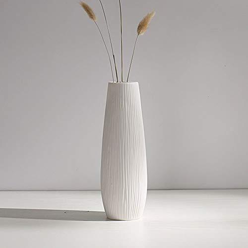 AWSAD Vase Keramik Weiß Matte, vertikale Kanten Einfach und elegant Moderne Mode Die Größe ist Höhe 22,3 cm x Kaliber 5,7 cm Wird zur Dekoration von Haus, Wohnzimmer, Schlafzimmer, Esstisch und Café v von AWSAD