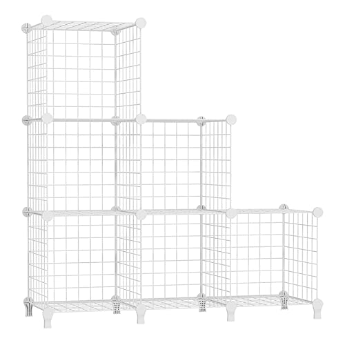 AWTATOS Regal 6 Regal Drahtwürfel Stapelbarer Regal Würfel DIY Metallgitter Würfelbuchregal Würfelregal Mit Türen Für Wohnzimmer, Schlafzimmer, Bad Weiß USCIH06WE von AWTATOS