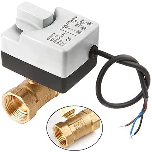 AWWVRLMM 1/2" bis 2" Elektrischer Antrieb mit manueller Steuerung 2-Wege-3-Wege-Elektrokugelhahn aus Messing for Wasser/Öl/Luft, Magnetventil ersetzen(Ac220v-2 Way,DN20) von AWWVRLMM