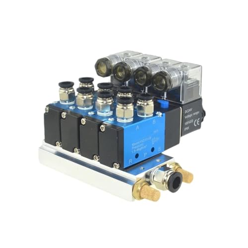 AWWVRLMM 1 stück Pneumatische 4V210-08 Magnetmagnetblock Schalldämpfer Montagebasis Mehrwege-Verteilerstationen 12/24 V 110/220 V 6 mm 8 mm Schlauch(8mm-6mm 4 Stations,AC 110V) von AWWVRLMM