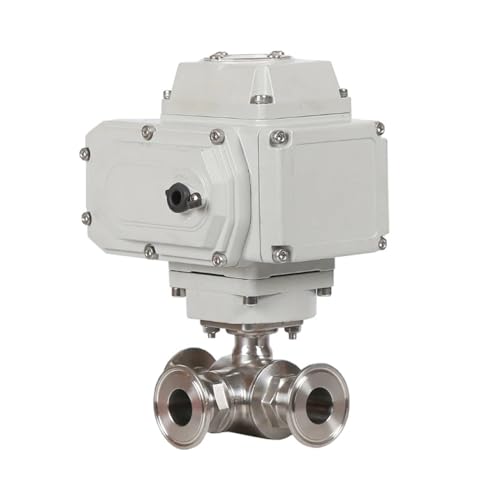 AWWVRLMM 19mm 3-Wege-Edelstahl-Sanitär-Tri-Clamp-Ferrule-Typ Motorisiertes Kugelventil 220V 110V 12V Elektrische Kugelventile(T Type-24vdc) von AWWVRLMM