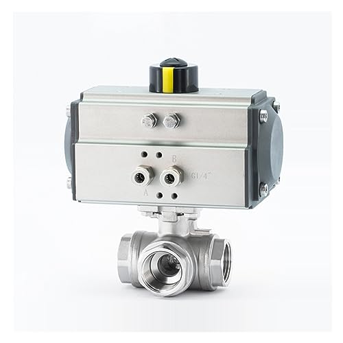 AWWVRLMM DN25 Dreiteiliger pneumatischer Dreiwege-Kugelhahn mit hoher Plattform und Innengewinde aus Edelstahl, T-Typ, L-Typ-Kugelhahn(L Type) von AWWVRLMM