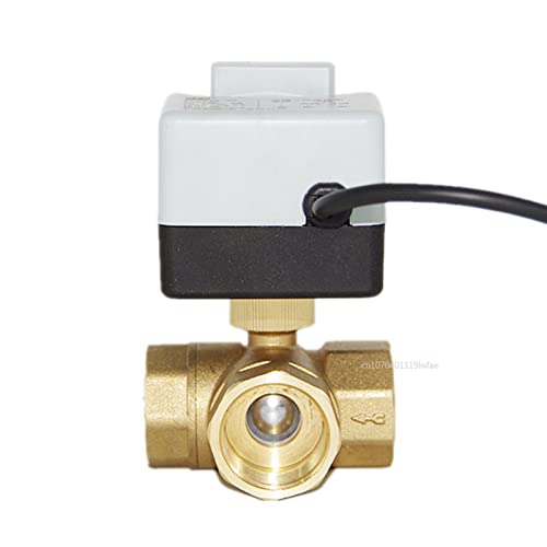 AWWVRLMM Motorisierter Messing-Kugelhahn, 3-adrig, zweifach gesteuert, elektrischer Antrieb, AC220V, 3 Wege/2 Wege, DN15 DN20 DN25 DN32 DN40 mit manuellem Schalter(3 Way,DN40) von AWWVRLMM
