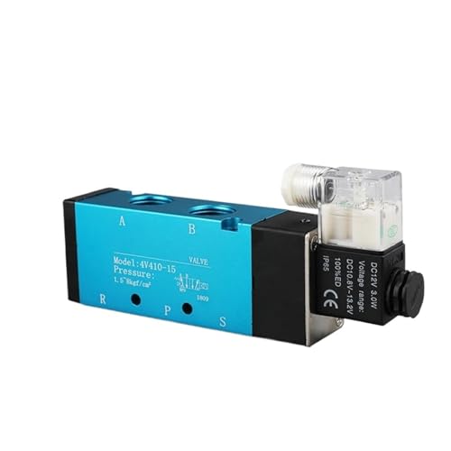 AWWVRLMM Pneumatisches Magnetventil 4v410-15 Steuerung Luft Gas Magnetisch 5-Wege 2-Position DC12V 24V AC110V 220V Spule Volt(With-12mm-fitting,DC24V) von AWWVRLMM