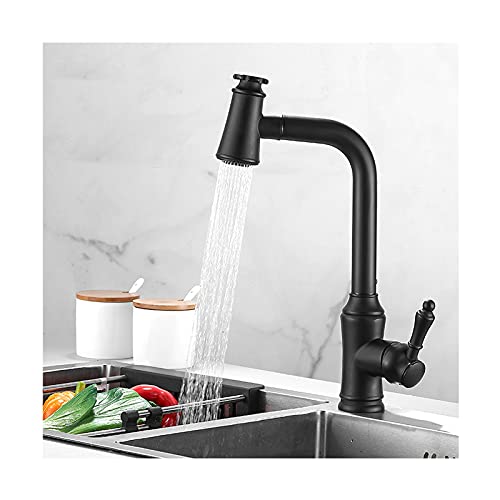 Küchenarmatur, Einhebelmischer aus Messing for heißes und kaltes Wasser, 360 ° drehbarer, ausziehbarer Küchenspülenhahn, Drehschalter for den Wasserauslass mit zwei Modi,B(A) von AWWVRLMM
