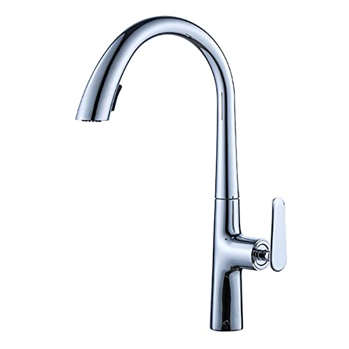Küchenarmatur mit ausziehbarer Brause, 360 ° drehbarer Küchenspülenhahn, Küchenmischbatterie for heißes und kaltes Wasser, Einhebel-Gemüsebeckenhahn aus Messing, Grau(Chrome) von AWWVRLMM