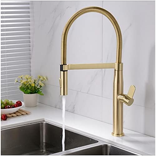 Küchenspülenarmatur for Bar, Bauernhaus, Gewerbe, Einhebel-Küchenarmatur for Ausziehen, Chrom-Spültischmischbatterie, 360-Grad-Drehung, Küchenmischbatterie, gebürstetes Gold(Brushed Gold) von AWWVRLMM