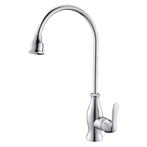 Küchenspülenarmatur for Bar, Bauernhaus, Gewerbe, Küchenarmatur im europäischen Stil, 360 Grad drehbarer Messing-Goldwaschbecken-Warm- und Kaltwasserhahn, Rohr-Küchenspülenarmatur(Chrome) von AWWVRLMM