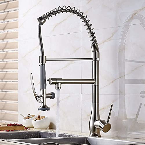 Küchenspülenarmatur for Bar, Bauernhaus, Gewerbe, gebürstetes Nickel, Feder-Auszieh-Küchenspülenarmatur, Küchenmischbatterie, Handbrause mit Verriegelung for heißes und kaltes Wasser(Brushed Nickel) Küchenspülenarmatur for Bar, Bauernhaus, Gewerbe, gebürstetes Nickel, Feder-Auszieh-Küchenspülenarmatur, Küchenmischbatterie, Handbrause mit Verriegelung for heißes und kaltes Wasser(Brushed Nickel) von AWWVRLMM