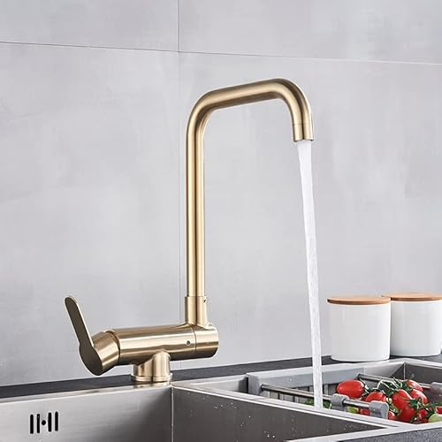 Küchenspülenarmatur for Bar, Bauernhaus, Gewerbe, schwarzer drehbarer Küchenhahn, herunterklappbarer Heiß-/Kaltwasserhahn, schwarzer Küchenmixer mit niedrigem Fenster, Einhebelmischer(Brushed Gold B) Küchenspülenarmatur for Bar, Bauernhaus, Gewerbe, schwarzer drehbarer Küchenhahn, herunterklappbarer Heiß-/Kaltwasserhahn, schwarzer Küchenmixer mit niedrigem Fenster, Einhebelmischer(Brushed Gold B) von AWWVRLMM