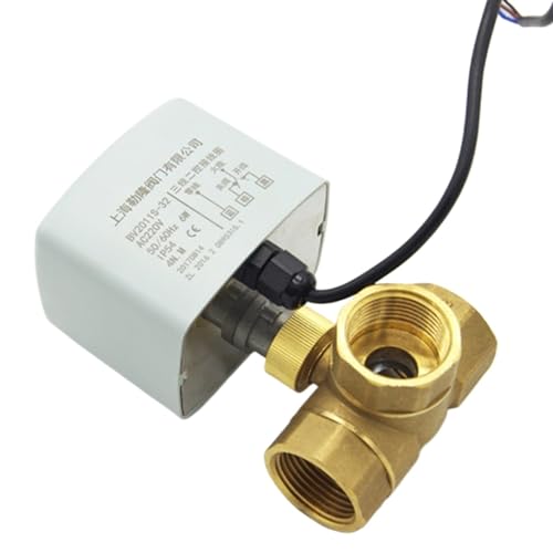 Motorisierter Kugelhahn aus Messing, 3-Draht, elektrischer Stellantrieb mit zwei Steuerungen, AC220V, 3 Wege/2 Wege DN15 DN20 DN25 DN32 DN40 mit manuellem Schalter(3 way,DN32) von AWWVRLMM