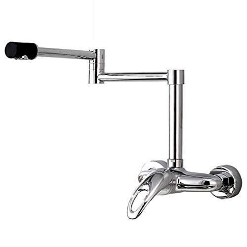Topffüller-Wasserhahn, Küchenarmatur aus Messing zur Wandmontage, Einhebel-Doppelloch-Mischbatterie for Warm- und Kaltwasser, Küchenspülenarmatur mit Doppelgelenk-Schwenkarmen von AWWVRLMM