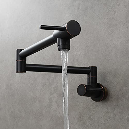 Topffüller-Wasserhahn, drehbarer, faltbarer Küchenhahn aus Kupfer, in die Wand einbaubarer einzelner Kaltwasserhahn, 1-Loch-Wasserhahn mit Doppelgriffen und Schwenkarmen mit Doppelgelenk,B(E) von AWWVRLMM