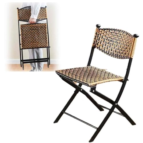 AWYYA Bambus Klappstühle 2er Set, Kleiner Bequemer Stuhl, mit Rückenlehne, Zusammenklappbarer Bequemer Stuhl von AWYYA