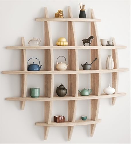 AWYYA Kaffeebecher-Präsentationsregal, Holzkugelregal, Teetassenhalter-Präsentationsständer, Hintergrundständer, Einfache Installationsregale, Verschiedene Größen(Light Multi-Grid 70x70) von AWYYA