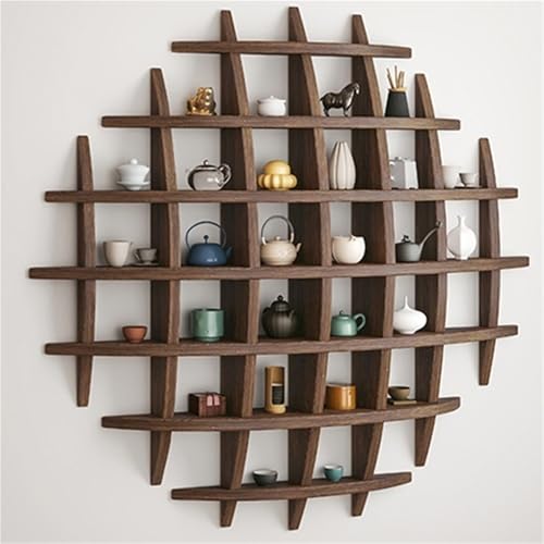AWYYA Kaffeebecher-Präsentationsregal, Teeständer aus Holz, Kugelregal, Hintergrundständer, Einfache Installationsregale, Verschiedene Größen(Dark Multi-Grid 100x100) von AWYYA