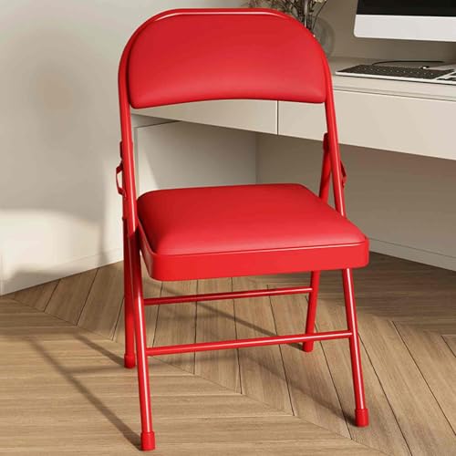 AWYYA Klappstühle mit Gepolsterten Sitzen aus Kunstleder, 2er-Pack, Ergonomisch, Belastbar 150 Kg, 13 Farben(Red) von AWYYA