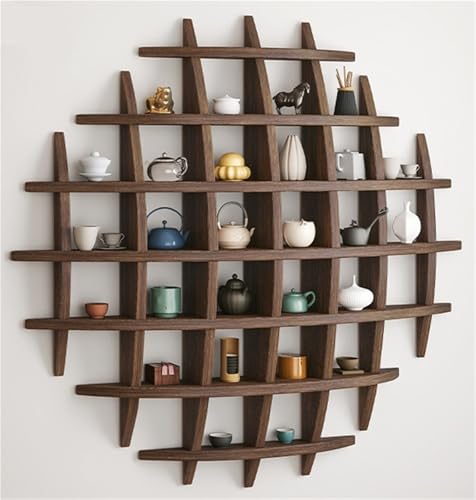 AWYYA Tassenständer Aus Holz, Kugelregal, Kaffeebecher-Präsentationsregal, Hintergrundständer, Einfache Installationsregale, Verschiedene Größen(Dark Multi-Grid 100x100) von AWYYA
